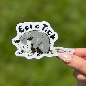 Eat A Tick Opossum Sticker: Animal Rehab Vinyl Art
