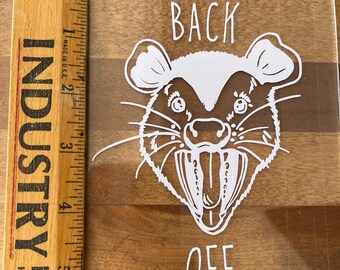 Decal : BACK OFF Possum Opossum Window Decal up to Six, Cute, Hanging Family, Car Window, Car Decal, Truck Decal