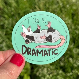 Aufkleber: I Can Be Dramatic Opossum Opossum Planner, Craft Vinyl Art Sticker, Wildtiere, Tier-Rehab, Tierliebhaber