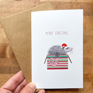 Greeting Card : Christmas Opossum Possum, Art, Stationary, Friend, Wildlife Lover, Animal Rehab, Cute, Gift