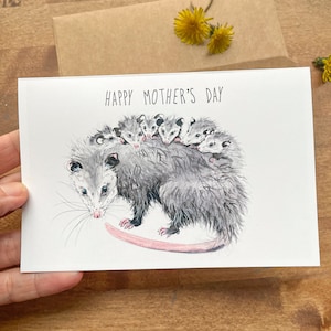 Greeting Card : Happy Mother's Day Opossum Possum, Art, Stationary, Wildlife Lover, Animal Rehab, Cute, Gift, Stocking Stuffer