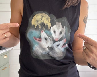 Tank : Howlers Full Moon Opossum Possum Shirt Vintage Theme Wildlife Rehabber Humor Gift Stocking Stuffer