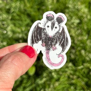 Sticker: Batty Bat Possum Opossum Planner, Craft, Vinyl Art Sticker, Wildtiere, Tier-Rehab, Tierliebhaber