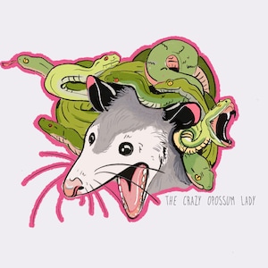 Sticker: Medusa Schlangenkopf Possum Opossum Planner, Craft, Vinyl Art Sticker, Wildtiere, Tier Rehab, Tierliebhaber