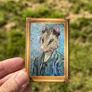Magnet : Vincent Van Gogh Self Portrait Opossum Possum Animal, Wildlife, Woodland, Gift, Stocking Stuffer, Humor, Cute
