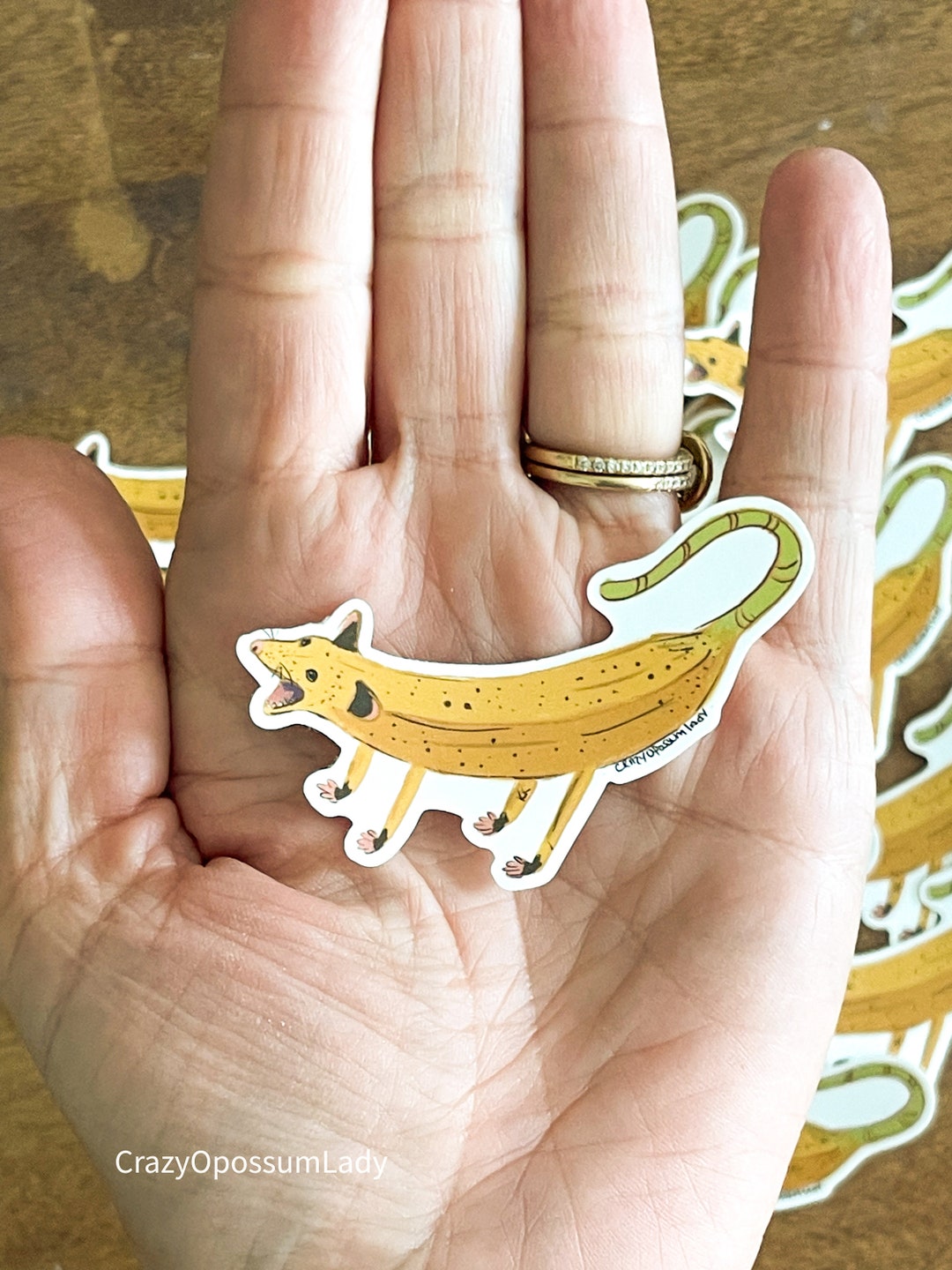 Sticker Screaming Banana Possum Opossum Planner, Craft, Vinyl Art