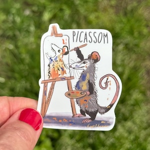 Autocollant : Picassom The Original Artist Opossum Planner, Possum, Artisanat, Sticker artistique en vinyle, Faune, amoureux des animaux, Amusant, Humour