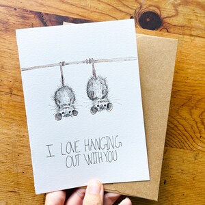 Greeting Card : Hanging Opossum Possum, Art, Stationary, Friend, Wildlife Lover, Animal Rehab, Cute, Gift