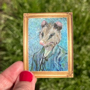 Autocollant : Vincent Van Gogh, autoportrait Possum Opossum Planner, artisanat, vinyle autocollant, faune, réhabilitation des animaux, amoureux des animaux