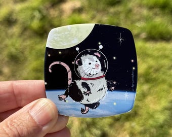 Magnet : Space Opossum Possum Animal, Wildlife, Woodland, Gift, Stocking Stuffer, Humor,