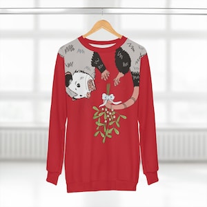 Ugly Sweater : Give Me A Smooch Opossum Mistletoe Sweatshirt, Gift, Humor, Christmas, Sweatshirt Wildlife, Possum