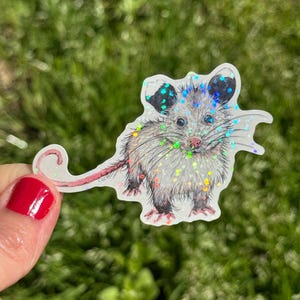Sticker: Glitter Possum Opossum Planner, Craft, Vinyl Art Sticker, Wildtiere, Tier-Rehab, Tierliebhaber