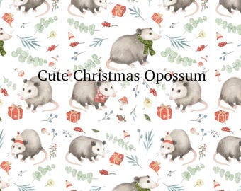 Cute Christmas Opossum Wrapping Paper: Holiday Gift Wrap