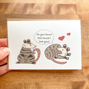 Greeting Card : I Would Pretend Die For You Love, Anniversary, Friendship Celebrate Opossum Possum Blank, Note, Thank you, Woodland