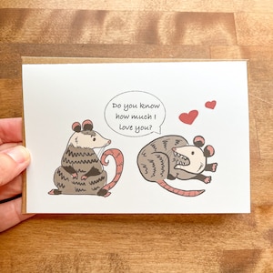Carte de voeux : Je ferais semblant de mourir pour vous, amour, anniversaire, amitié, célébrer, opossum, opossum, blanc, mot, merci, bois