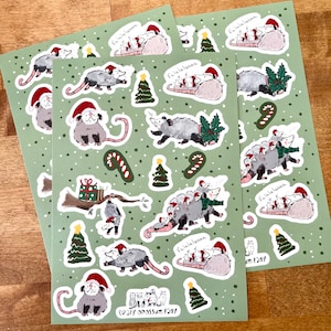 Hoja de calcomanías: Planificador de zarigüeyas navideñas, manualidades, calcomanías de vinilo, vida silvestre, rehabilitación de animales, amantes de los animales