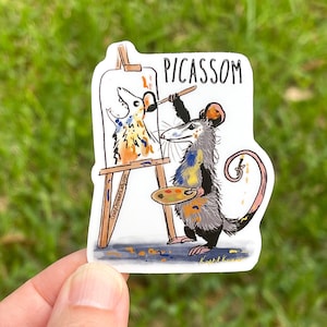 Sticker : Picassom The Original Artist Opossum Planner, Possum, Craft, Vinyl Art Sticker, Wildlife, Animal Lover, Funny, Humor