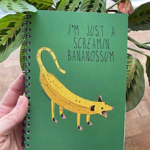 Spiral Notebook : Bananossum Opossum Possum Woodland, Art, Stationary Lined, Gift, Rescue, Wildlife, school, journal