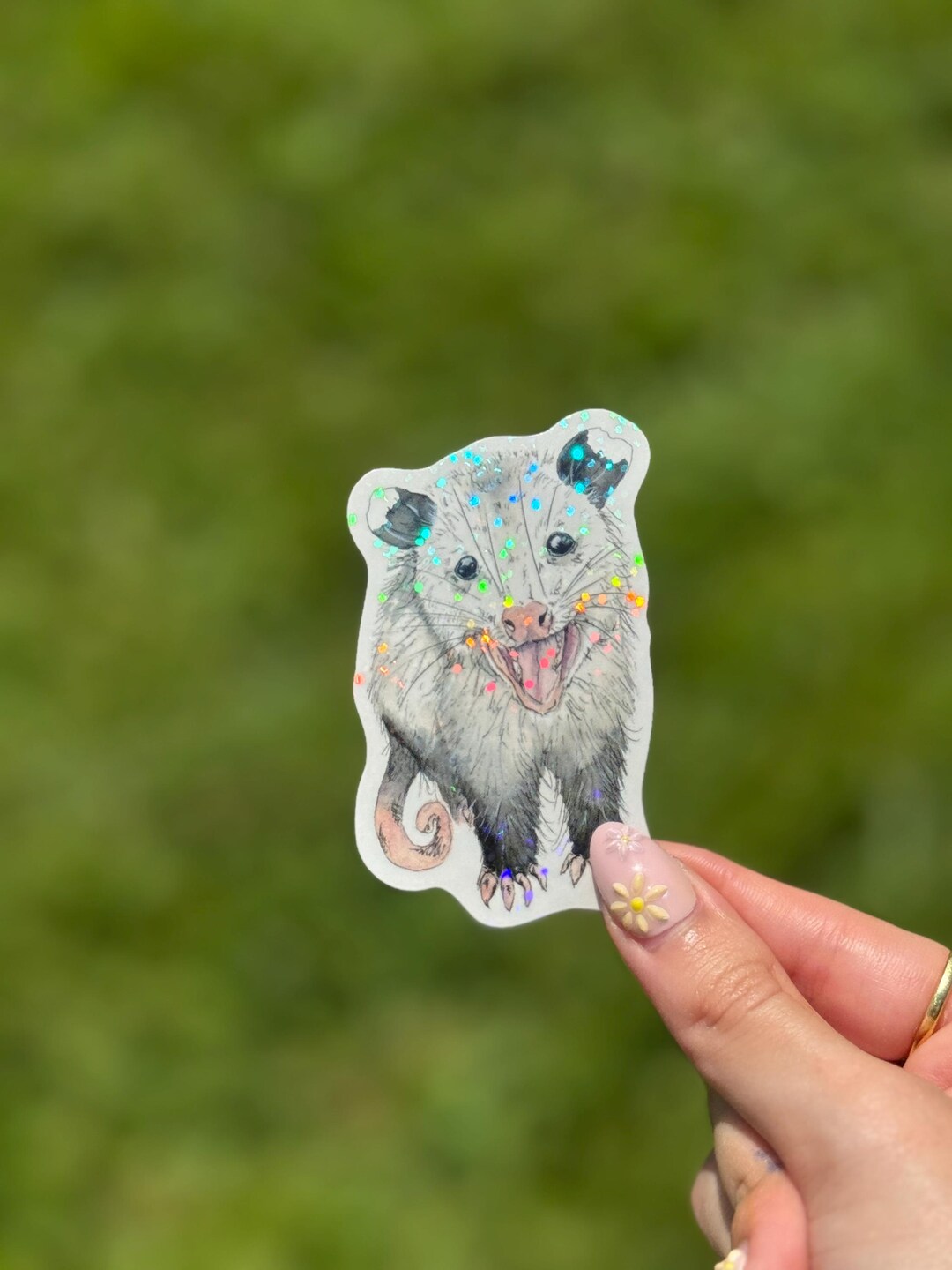Glitter Screaming Opossum Sticker: Vinyl Wildlife Art - Etsy