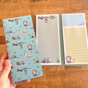 Notepad Booklet : Opossum Possum Notebook, sticky notes, Art, Stationary, Gift, Rescue, Wildlife, Woodland, School, Gift,