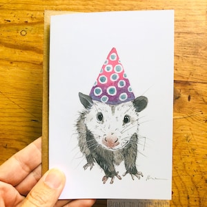 Grußkarte: Im Hier For the Party Opossum Opossum, Kunst, Briefpapier, Freund, Wildtierliebhaber, Tier-Rehab, niedlich, Geschenk