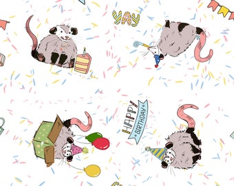 Cute Opossum Birthday Wrapping Paper: Animal Lover Gift
