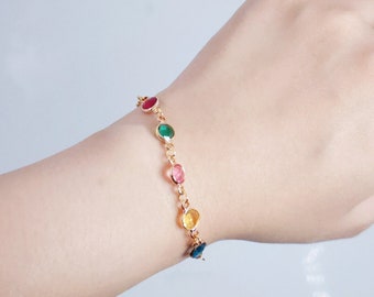 Mütter Armband mit Familie Birthstones, benutzerdefinierte mehrere Birthstones Armband, personalisierte 1-5 Geburts Monat Stein Armband für Oma