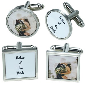 Custom Photo Cuff Links, Personalized Picture Cufflinks, Father of the bride Cuff Links, Wedding Cufflinks for Groom