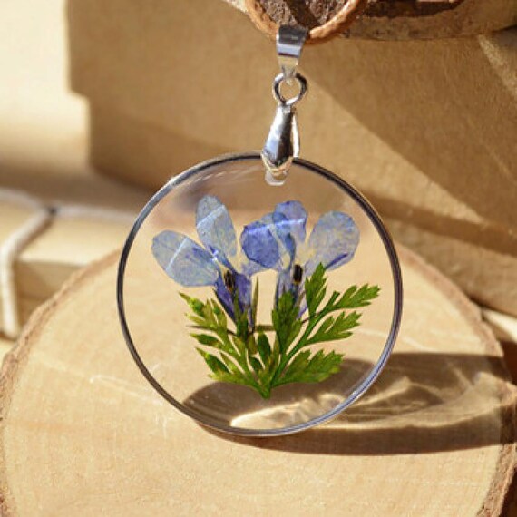 Dried Flower Necklace Pressed Real Flower Jewelry Resin Etsy