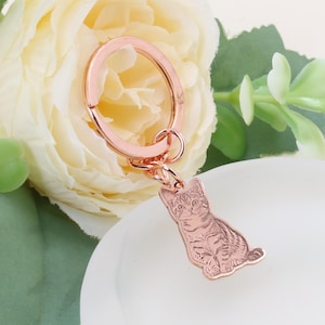 Custom Dog Photo Keychain, Cat Picture Keychains, Personalized Engraved Pet Portrait Key Chain, Key Ring for Pet Loss, Dog Memorial Gift image 7