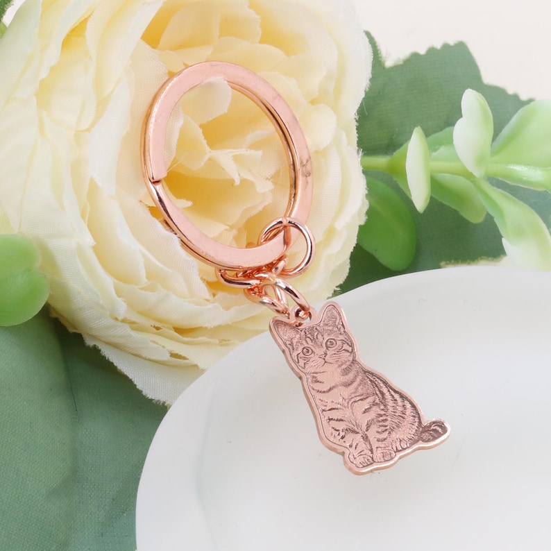Custom Dog Photo Keychain, Cat Picture Keychains, Personalized Engraved Pet Portrait Key Chain, Key Ring for Pet Loss, Dog Memorial Gift image 7