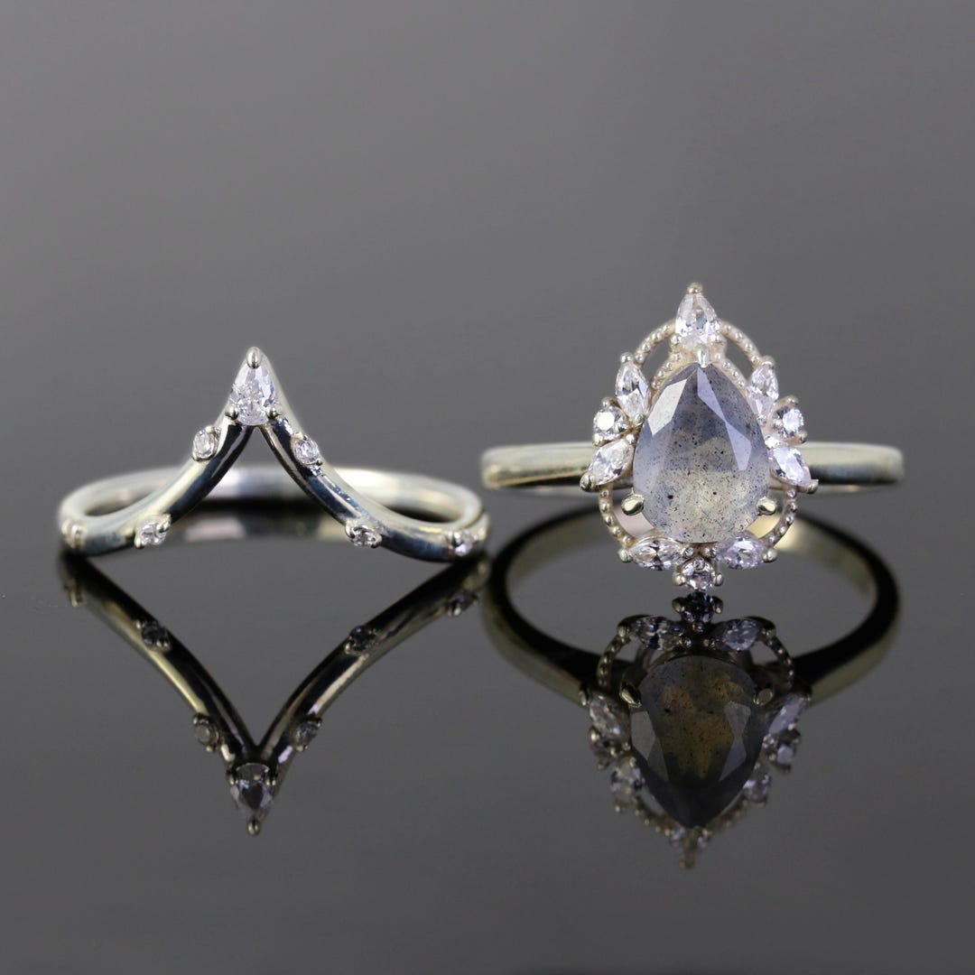 Labrine Engagement Rings Custom Labradorite Ring, Personalized Promise Ring for Her, Unique ...