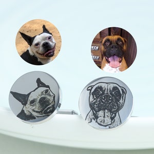 Personalized Pet Portrait Cufflinks, Custom Dog Photo Cuff Links, Engraved Cat Picture Cufflinks, Cufflinks for Pet Lover, Gift for Dog Dad