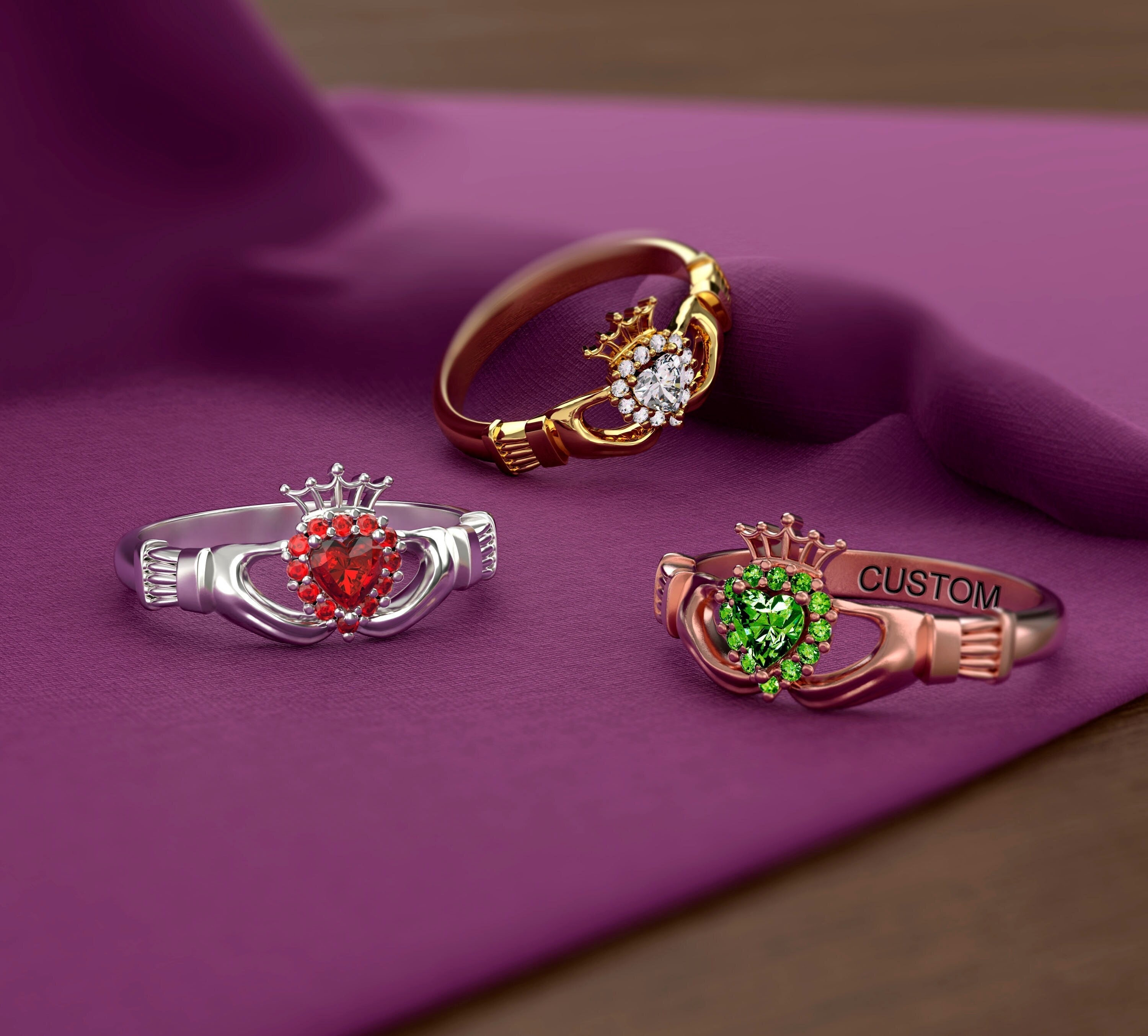 birthstone ring custom claddagh ring