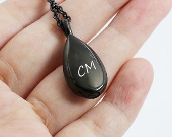 Personalized Teardrop Urn Necklace, Cremation Urn Necklace for Human Ashes, Memorial Jewelry, Cremains Pendant Necklace for Pet Ashes