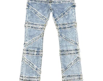 Mens Stacked Crossover Denim Jeans
