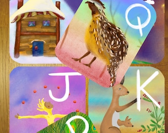 Alphabet Flash Cards Waldorf printable -EN/FR/IT