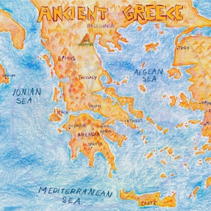 Riesige antike Griechenland Karte druckbare englische und ZU FÜLLEN Version (Pädagogik purpous)
