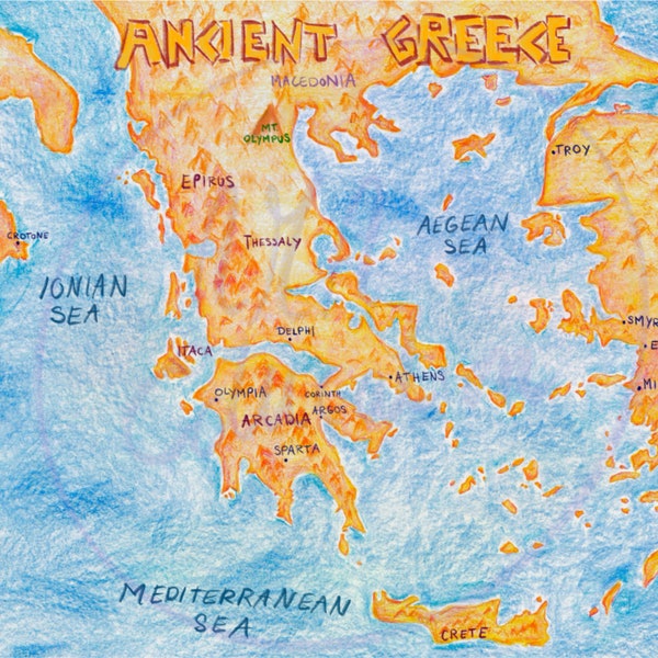 Carte géante de la Grèce antique Version anglaise imprimable et À REMPLIR (but éducatif)