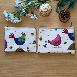 Zipped Purse with Chicken Design