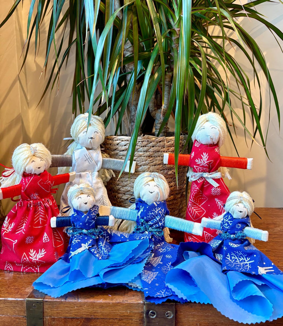 Handmade Calico Rag Dolls - Unique Cotton Fabric & Wool Decorations ...