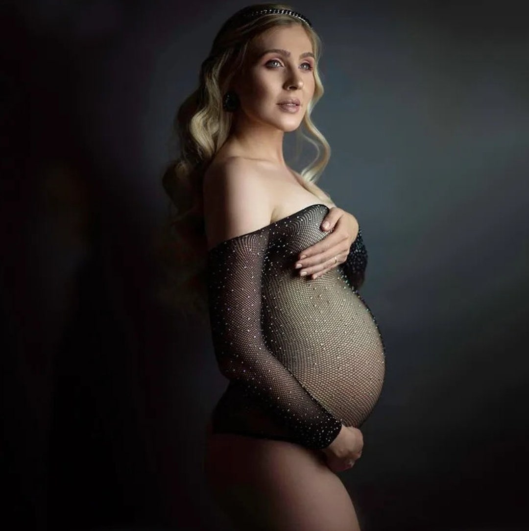 Rhinestone embroidered Transparent Maternity Photo Bodysuits Maternity Photoshoot Accessories Etsy