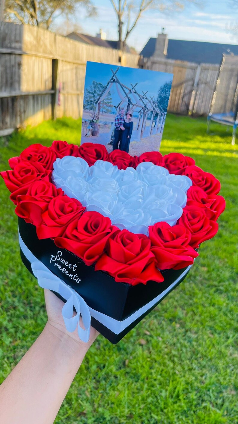 Heart Box With Eternal Roses/ Heart Box With Eternal Roses Etsy