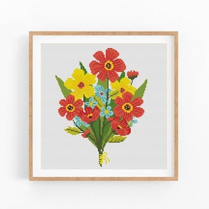 Cross Stitch Pattern Modern Flowers. Wild Flowers PDF embroidery design. Funny cross stitch pattern. Wall Decor XStitch. Instant download.