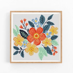 Cross Stitch Pattern Modern Abstract Floral, Flowers, Plant, Easy x-stitch Pattern, Cross Stitch Chart, Nature Pattern,Instant Download PDF