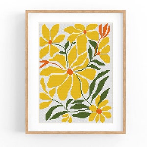 Cross Stitch Pattern Modern Floral Abstract, Modern flowers, Easy x-stitch Pattern, Cross Stitch Chart, Nature Pattern, Instant Download PDF