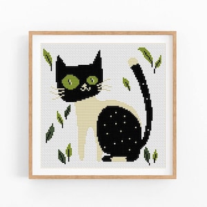 Cross Stitch Pattern, Abstract Colorful cat, Kitten Modern x-stitch Pattern,Cross Stitch Chart, Cat Lover Gift Pattern, Instant Download PDF