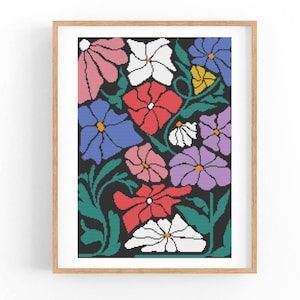 Cross Stitch Pattern Modern Abstract Floral, Flowers, Plant, Easy x-stitch Pattern, Cross Stitch Chart, Nature Pattern,Instant Download PDF