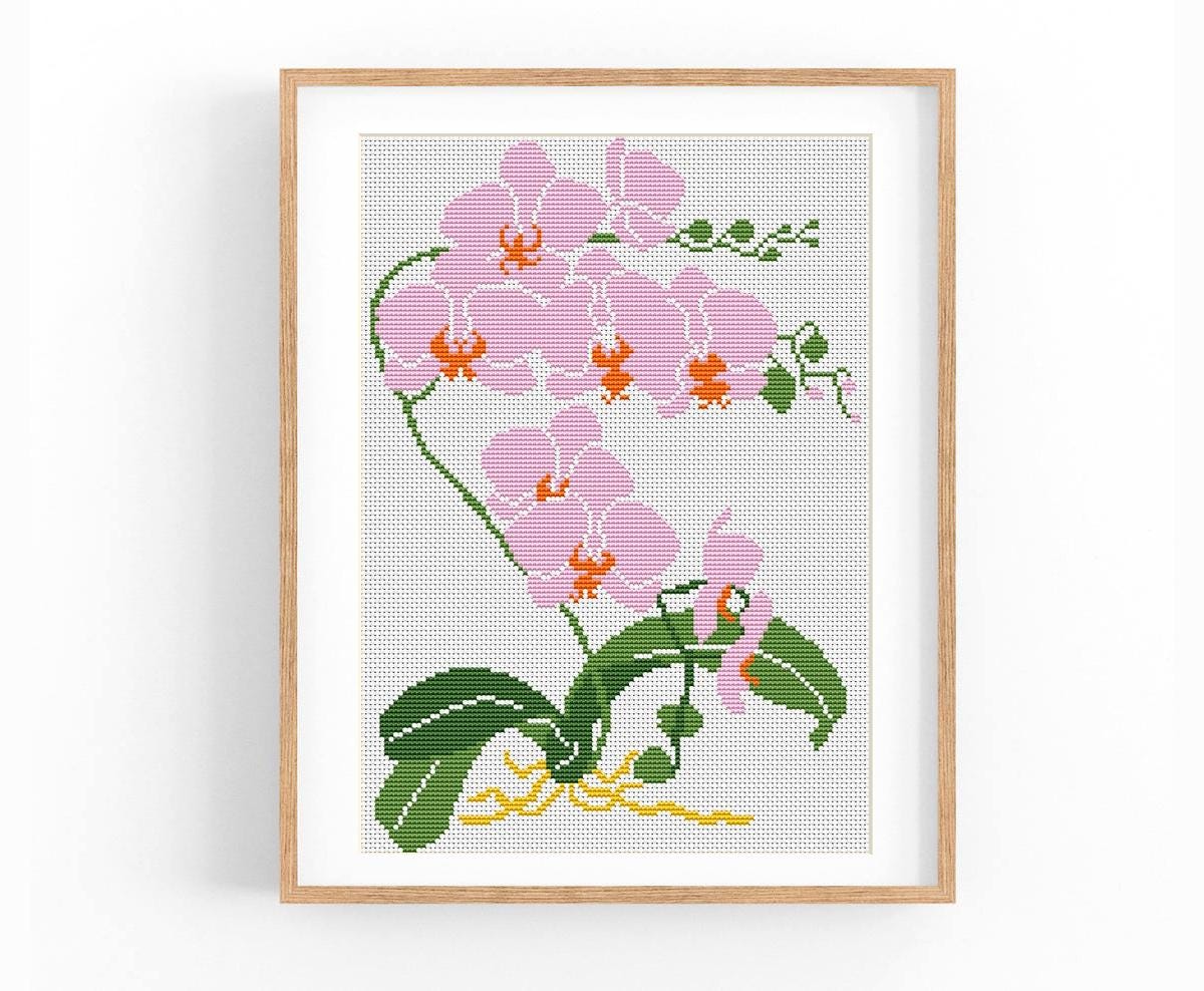 Cross Stitch Pattern Modern Abstract Orchid, Nature, Flower, Easy