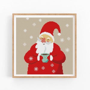 Cross Stitch Pattern Merry Christmas, Santa Claus Modern x-stitch Pattern, Cross Stitch Chart, Christmas Gift, Xmas, Instant Download PDF